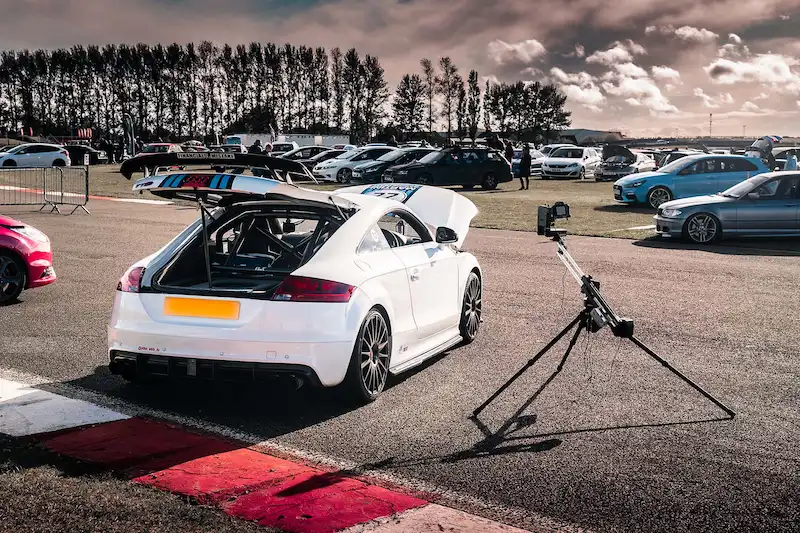 White Audi TT RS Mk2 filmed at TRAX Silverstone 2021
